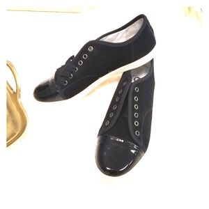 Lanvin Patent Leather Toe-Capped Sneakers